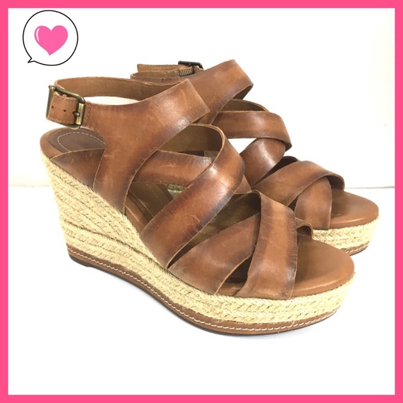 tan leather espadrille wedges